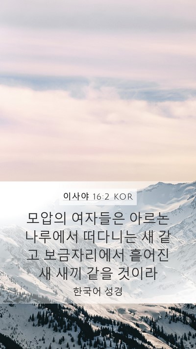 이사야 16:2 KOR Bible Verse Image