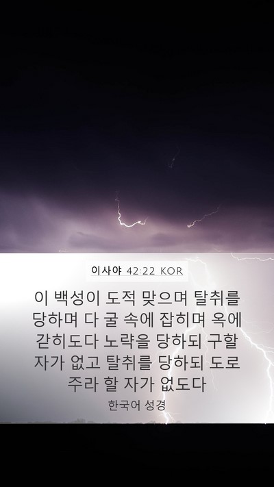 이사야 42:22 KOR Mobile Phone Wallpaper - 이 백성이 도적 맞으며 탈취를 - Mobile Bible Verse Wallpaper