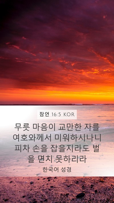 잠언 16:5 KOR Bible Verse Image