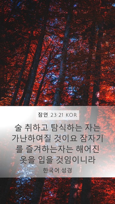 잠언 23:21 KOR Bible Verse Image