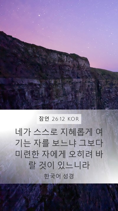 잠언 26:12 KOR Mobile Phone Wallpaper - 네가 스스로 지혜롭게 여기는 자를 - Mobile Bible Verse Wallpaper