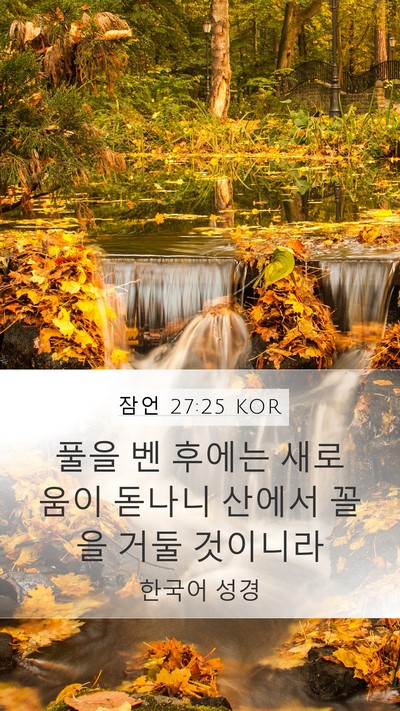 잠언 27:25 KOR Mobile Phone Wallpaper - 풀을 벤 후에는 새로 움이 돋나니 - Mobile Bible Verse Wallpaper