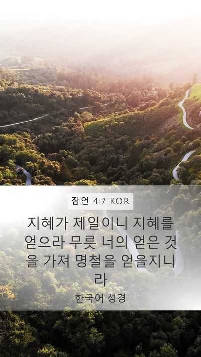잠언 4:7 KOR Mobile Phone Wallpaper - 지혜가 제일이니 지혜를 얻으라 무릇 - Mobile Bible Verse Wallpaper