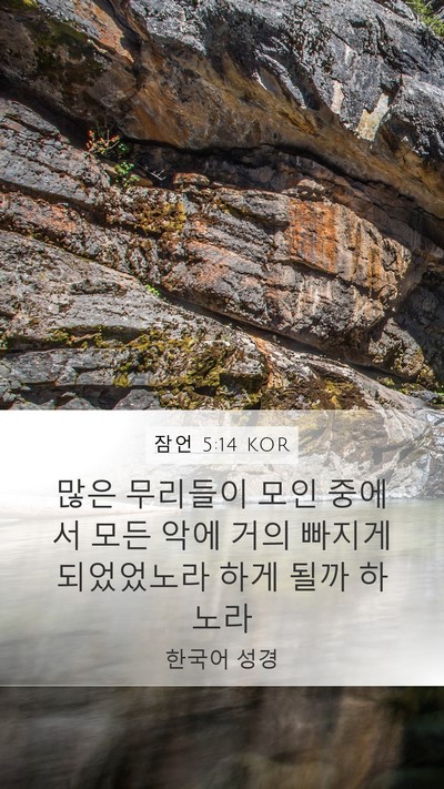 잠언 5:14 KOR Mobile Phone Wallpaper - 많은 무리들이 모인 중에서 모든 - Mobile Bible Verse Wallpaper