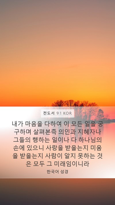 전도서 9:1 KOR Bible Verse Image