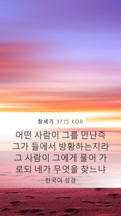 창세기 37:15 KOR Mobile Phone Wallpaper - 어떤 사람이 그를 만난즉 그가 - Mobile Bible Verse Wallpaper
