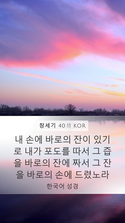 창세기 40:11 KOR Mobile Phone Wallpaper - 내 손에 바로의 잔이 있기로 내가 - Mobile Bible Verse Wallpaper