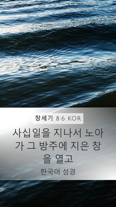 창세기 8:6 KOR Mobile Phone Wallpaper - 사십일을 지나서 노아가 그 방주에 - Mobile Bible Verse Wallpaper