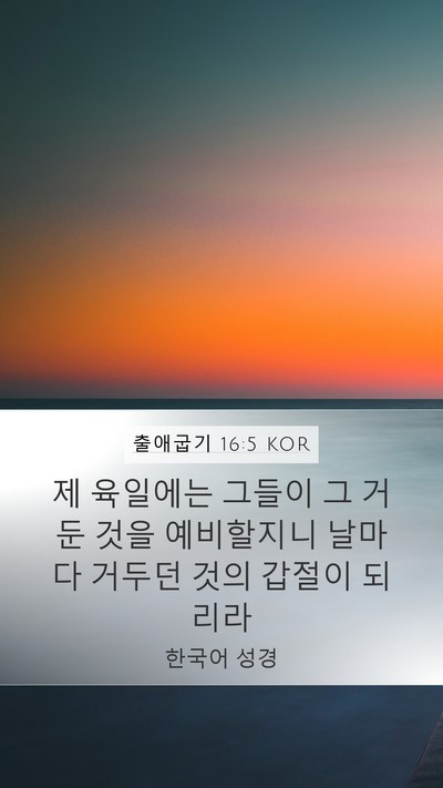 출애굽기 16:5 KOR Mobile Phone Wallpaper - 제 육일에는 그들이 그 거둔 것을 - Mobile Bible Verse Wallpaper