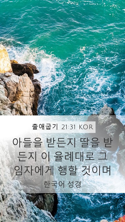 출애굽기 21:31 KOR Mobile Phone Wallpaper - 아들을 받든지 딸을 받든지 이 - Mobile Bible Verse Wallpaper