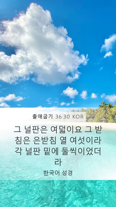 출애굽기 36:30 KOR Mobile Phone Wallpaper - 그 널판은 여덟이요 그 받침은 - Mobile Bible Verse Wallpaper