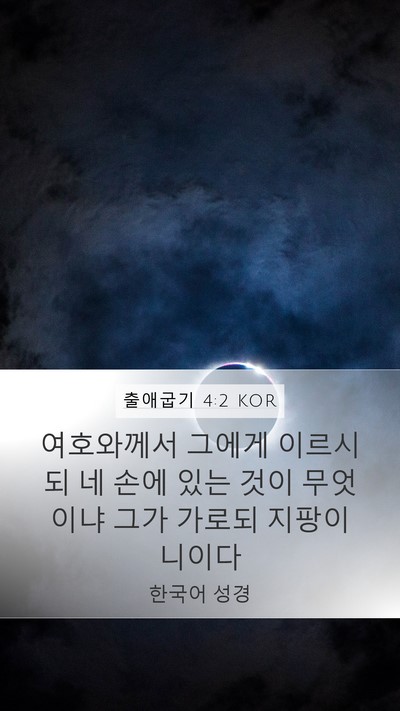 출애굽기 4:2 KOR Bible Verse Image