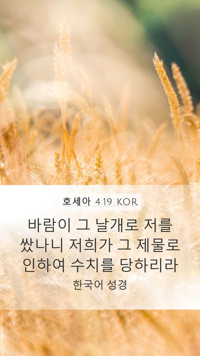 호세아 4:19 KOR Mobile Phone Wallpaper - 바람이 그 날개로 저를 쌌나니 - Mobile Bible Verse Wallpaper